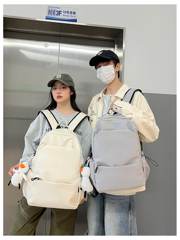 中大学生书包女潮流褶皱双肩包男批发 学院风情侣休闲耐用双肩包详情41