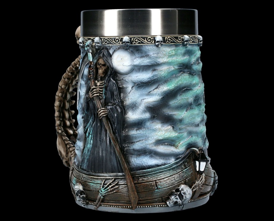 Cross-border new Halloween skeleton mug, stainless steel Death God Coffee Beer mug, personalized and creative skull-shaped wine glass pic 11