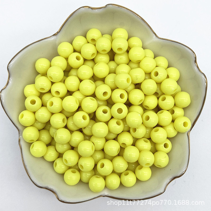 4/6/8mm亚克力直孔实色圆珠 diy手工串珠材料 光面珠子手机链散珠详情7
