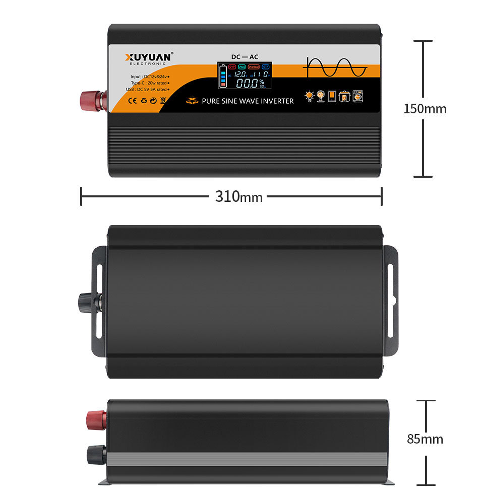 旭缘xuyuan纯正弦波逆变器12v/24v转110v太阳能美规转换器3600W详情16