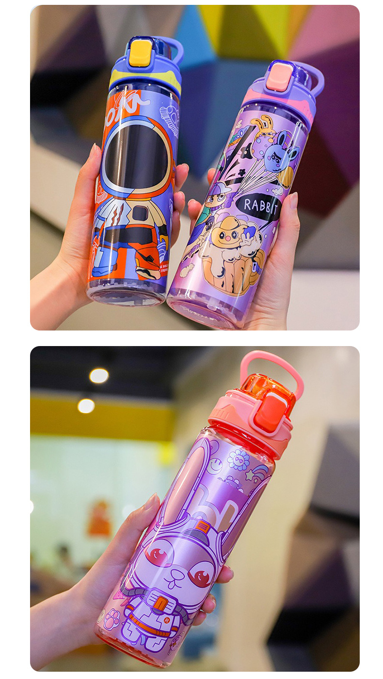 厂家直供新款儿童运动塑料水杯卡通设计吸管杯户外便携大容量水杯详情10
