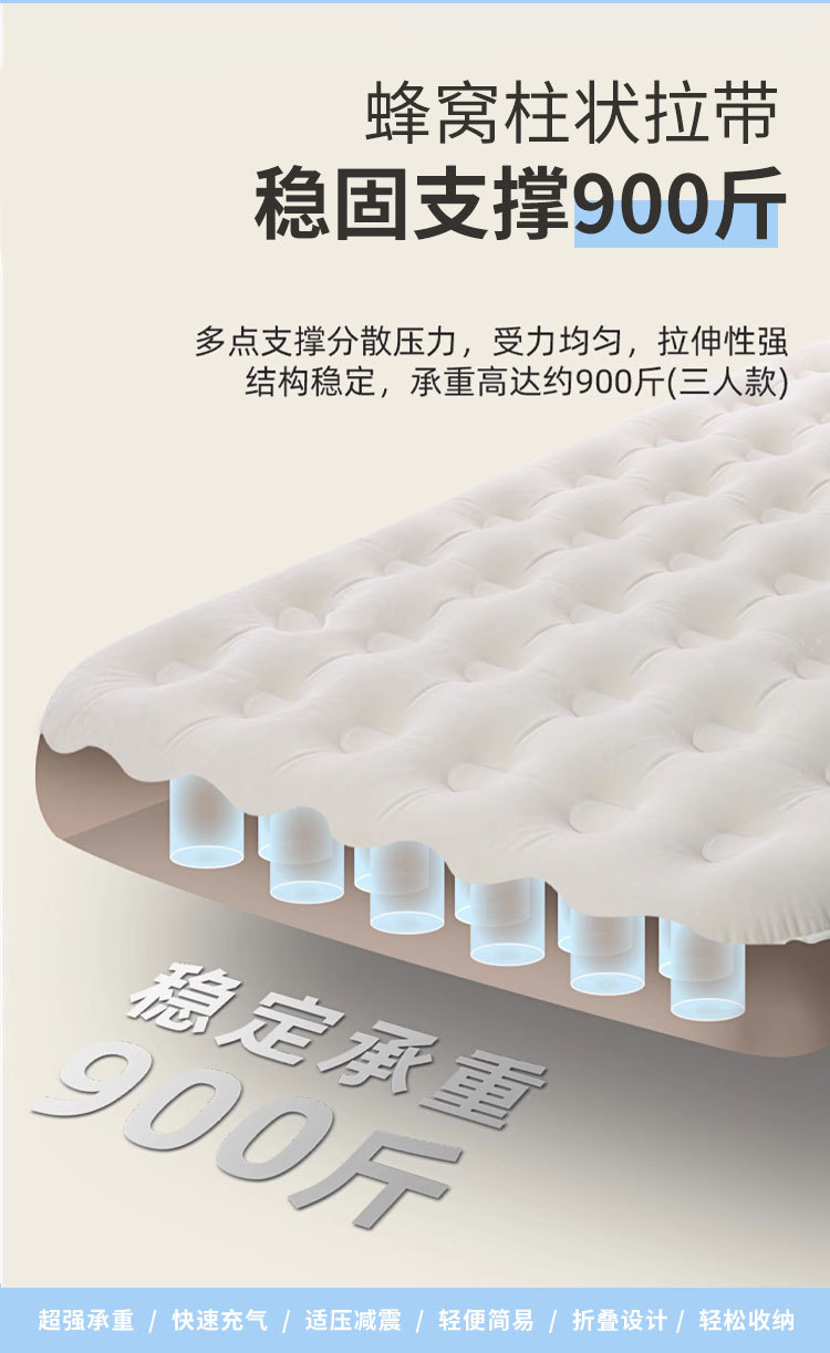 Factory direct sales of outdoor inflatable pvc camping flocking mattresses, folding and thickening, and household height-increasing temporary inflatable beds pic 6