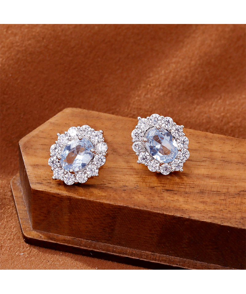 Hyacinth ligero extravagancia superflash oval azul claro zirconitas pendientes delicados pequeños pendientes de viento fragante 2025 tik yin boom earpieces pic 4