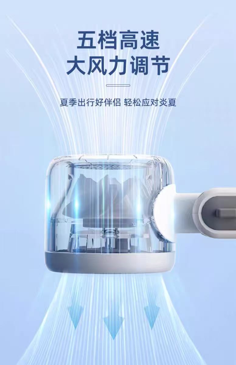 跨境爆款高速涡轮风扇数显迷你挂脖风扇usb充电手持折叠小风扇详情3