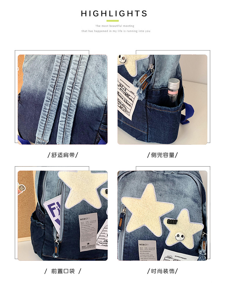 The new color-block soft backpack with pleated material, waterproof outdoor hiking bag, casual sports bag and student schoolbag trend pic 5