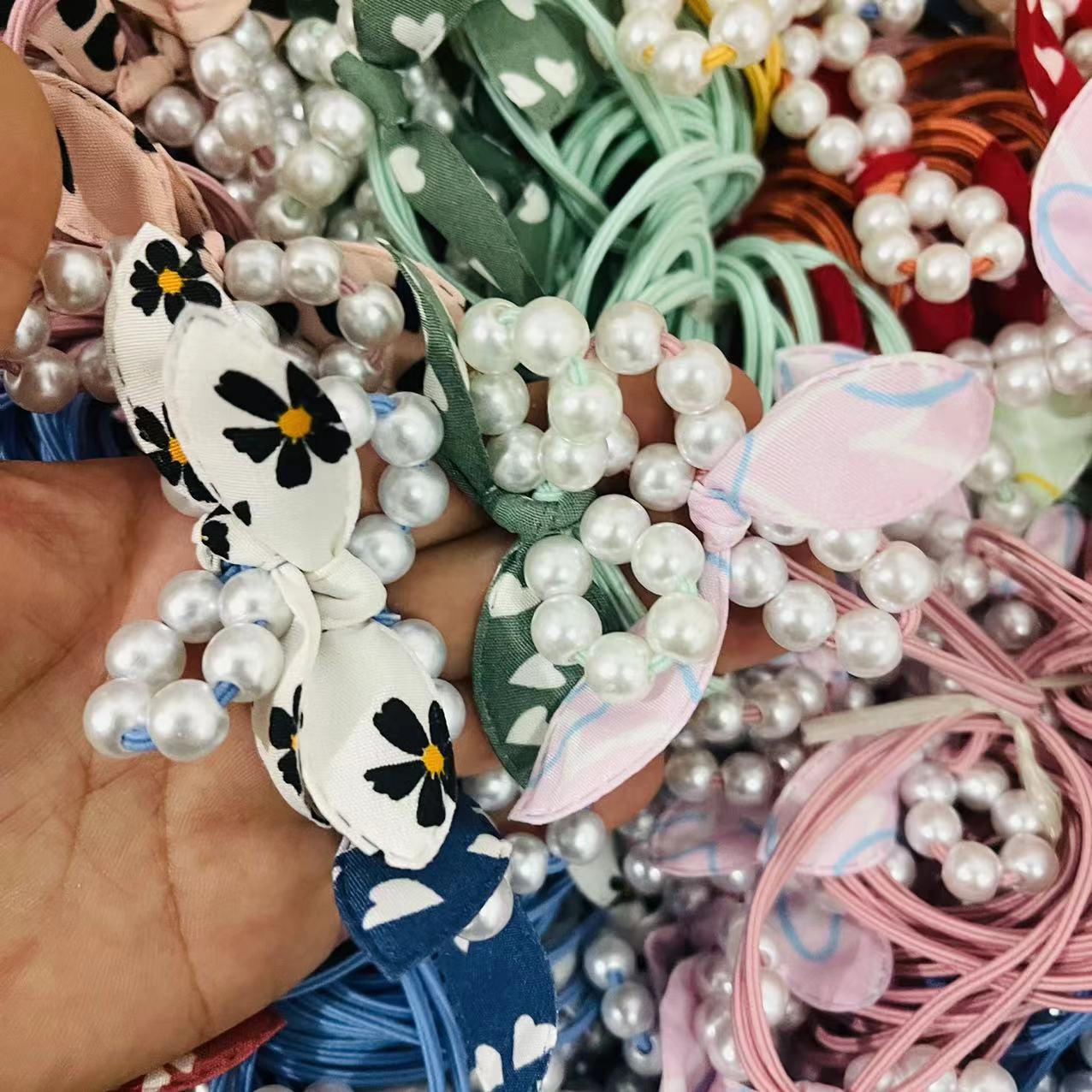 40 # hair tie, pearl rabbit ears, one-yuan rubber band hair tie, pearl rabbit ears hair tie, popular hair accessories, street stalls, street accessories supply, one-yuan supply pic 5