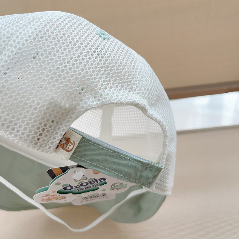 儿童防晒帽夏季新款卡通小熊网眼遮阳透气大檐太阳鸭舌棒球盆帽详情5