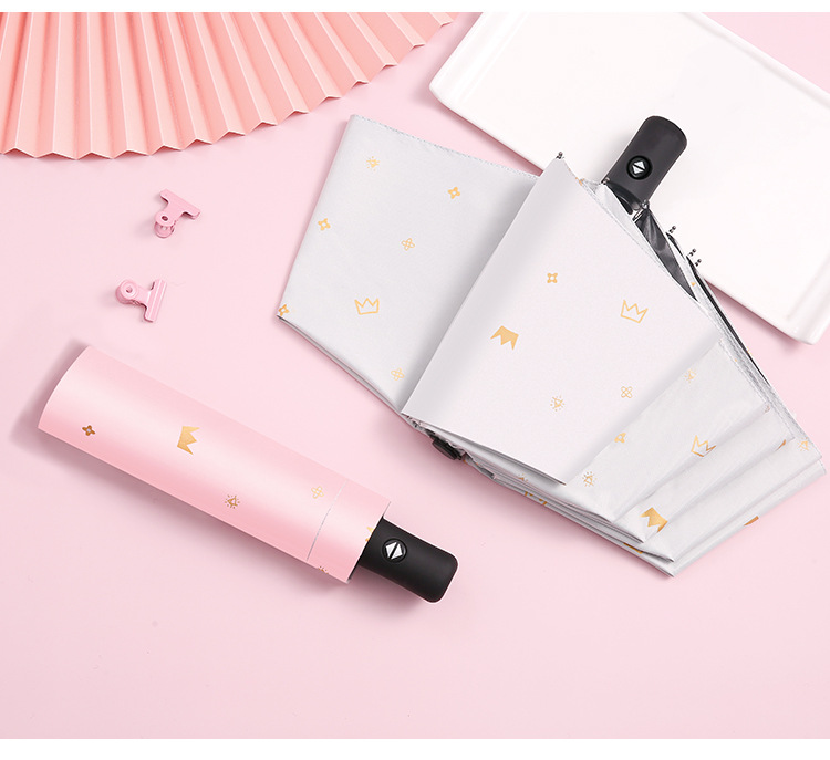 Umbrella, heart-shaped crown, all-weather umbrella, automatic eight-bone gilded feather, sunshade, UV protection, folding black plastic umbrella pic 12
