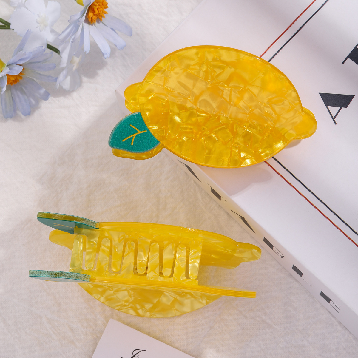 跨境创意水果发夹大小号柠檬发抓鲨鱼夹饰品女发饰半扎发春夏百搭详情4