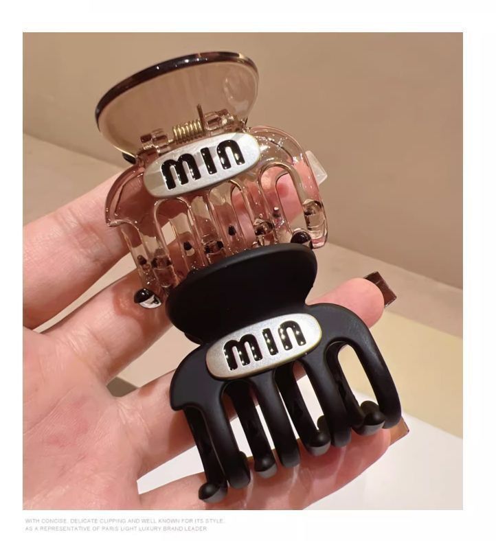 新款简约黑色茶咖色中号马尾抓夹方形半抓韩版蓬松银标发抓ins详情13