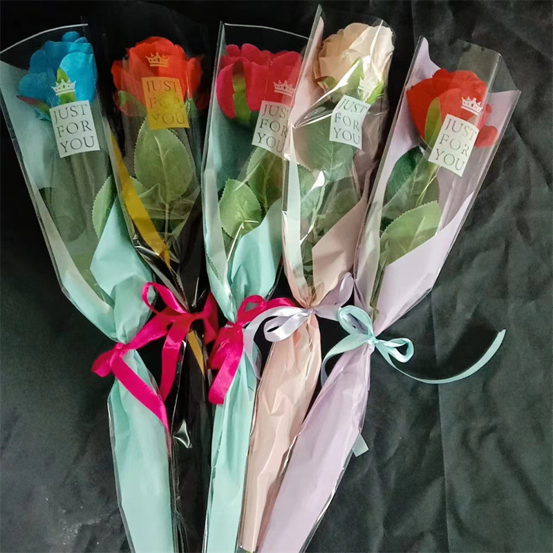 现货发光玩具七夕情人节玫瑰花礼物七彩玫瑰花彩色仿真玫瑰花束详情10