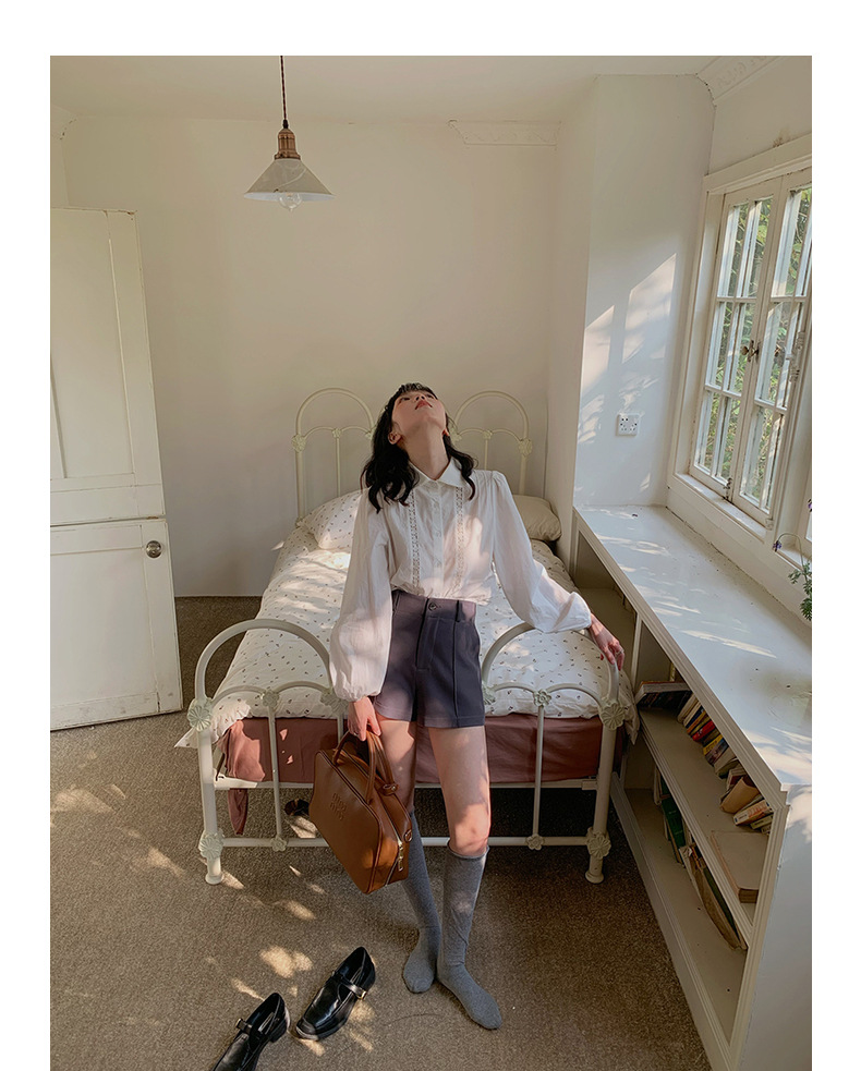 【候麦的春天】歌铭法式娃娃领衬衫春季新款复古蕾丝上衣女Y1122F详情72