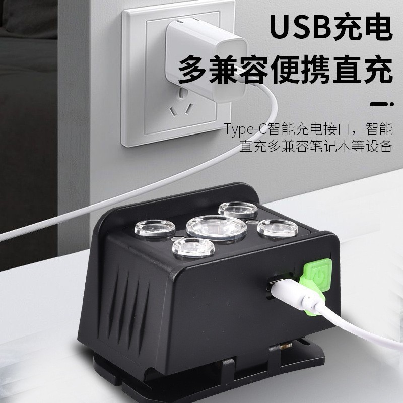 新款跨境太阳能COB充电头灯LED头戴式户外头灯超高亮钓鱼矿灯夜行详情3