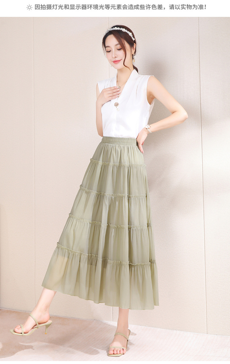Fairy Forest style sweet pleated skirt 2024 new summer Design sense Light and thin skirt, fashionable high-waisted half skirt pic 17