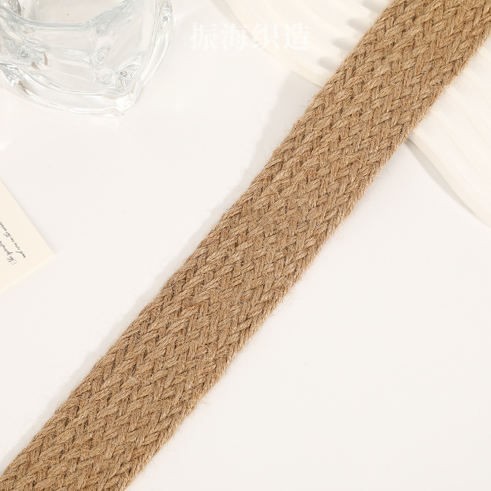 扁宽编织麻绳子布带条绑带宽布条包边布料织带辅料百搭布艺人字纹详情2