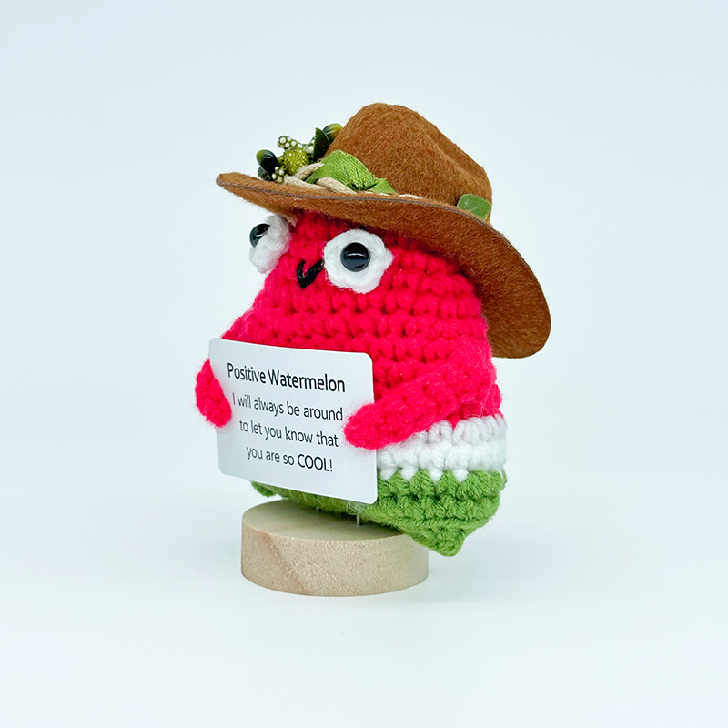 跨境爆款钩织牛仔帽玩偶情绪玩偶纯手工励志抱卡玩偶系列精美礼品详情7