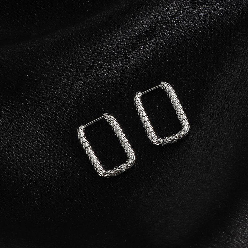 Basic style ear buckles, new fashionable and trendy European and American ins style hammered pattern earrings, titanium steel non-fading earrings and ear rings pic 15