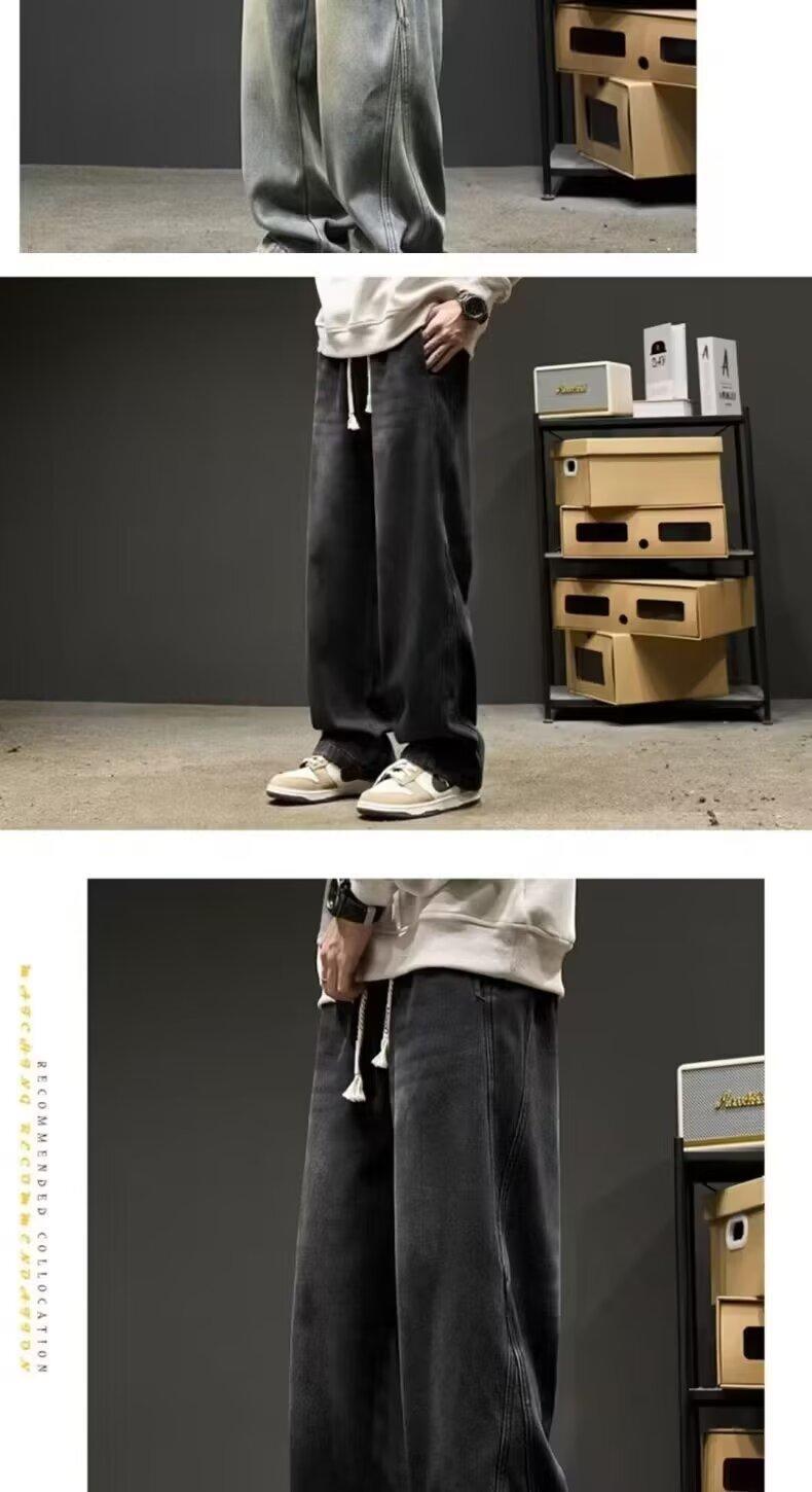 High street fashion brand straight-leg pants for spring and autumn, American vibe pants, loose casual long pants, three-bar jeans for boys pic 12
