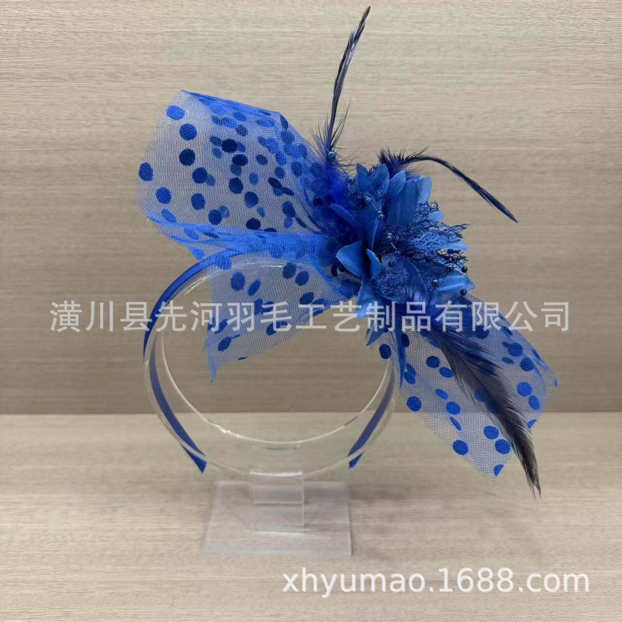 复古风羽毛花朵网纱发箍新娘婚礼礼帽旅拍头饰饰品发饰头纱详情6