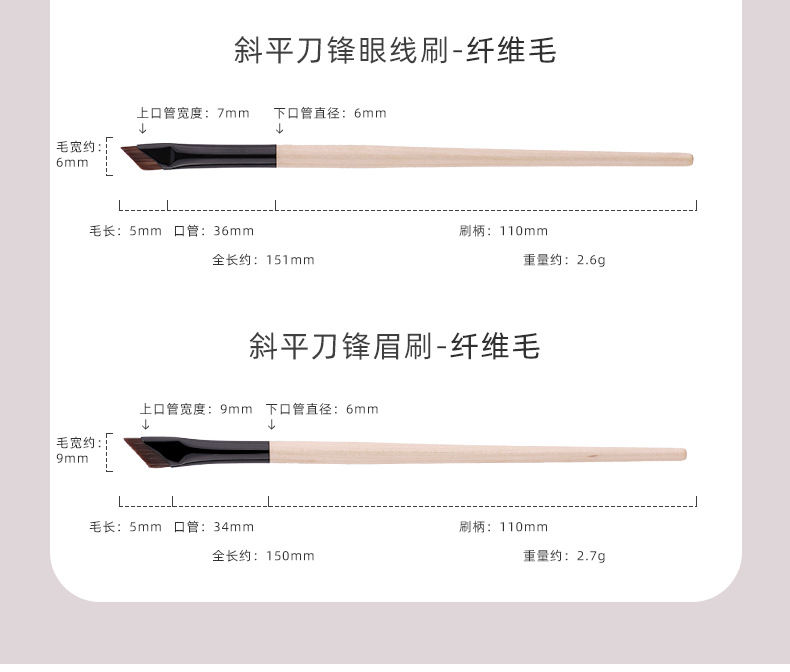 新款超薄刀锋刷眼睑下至镰刀眼线刷眼影细节卧蚕平头眉刷化妆刷详情12