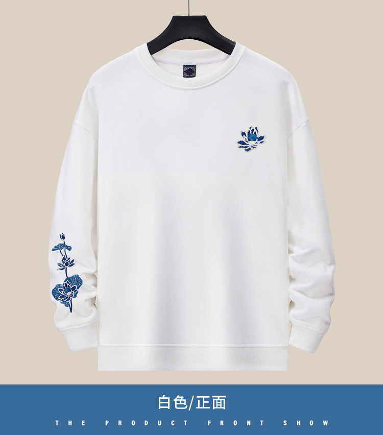 360g otoño invierno nuevo hombre cuello redondo sudadera país de la moda holgada tamaño grande moda marca de moda bordado algodón manga larga top pic 11