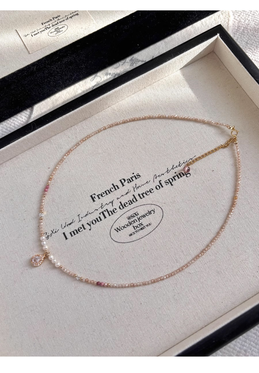 多巴胺项链不掉色女夏季高级感小众水晶锆石串珠吊坠锁骨颈链饰品详情4