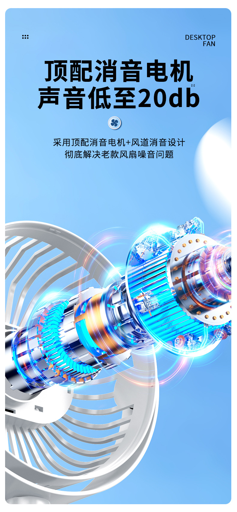 小风扇桌面电风扇小型家用静音办公室usb充电迷你宿舍学生便携式详情12