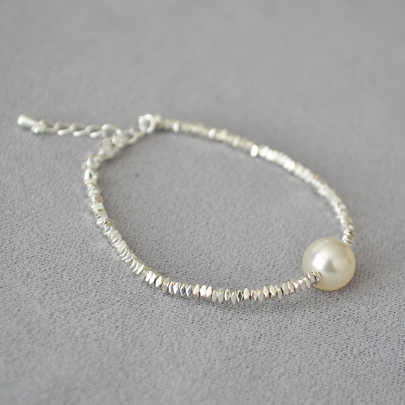 小红书网红款日韩小众轻奢质感不规则闪耀碎银子珍珠简约气质手链详情8