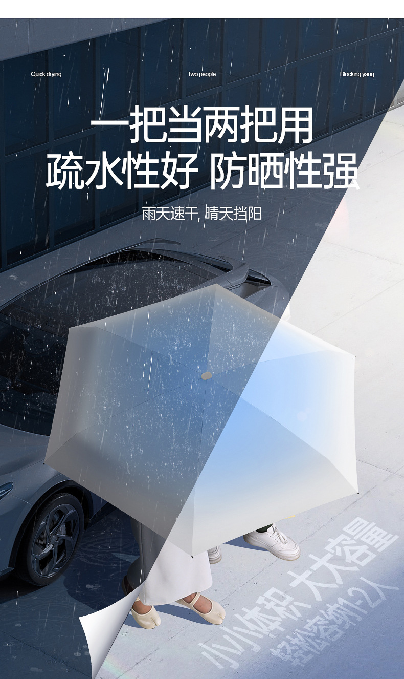 迷你胶囊伞雨伞女折叠伞晴雨两用遮阳伞渐变扁六折防晒太阳伞批发详情39