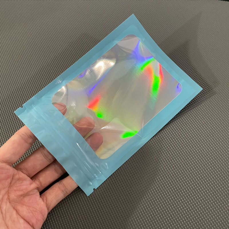 In-stock color window laser self-sealing bags, jewelry packaging bags, phone cases, plastic bags, food sealing bags with fixed logos pic 16