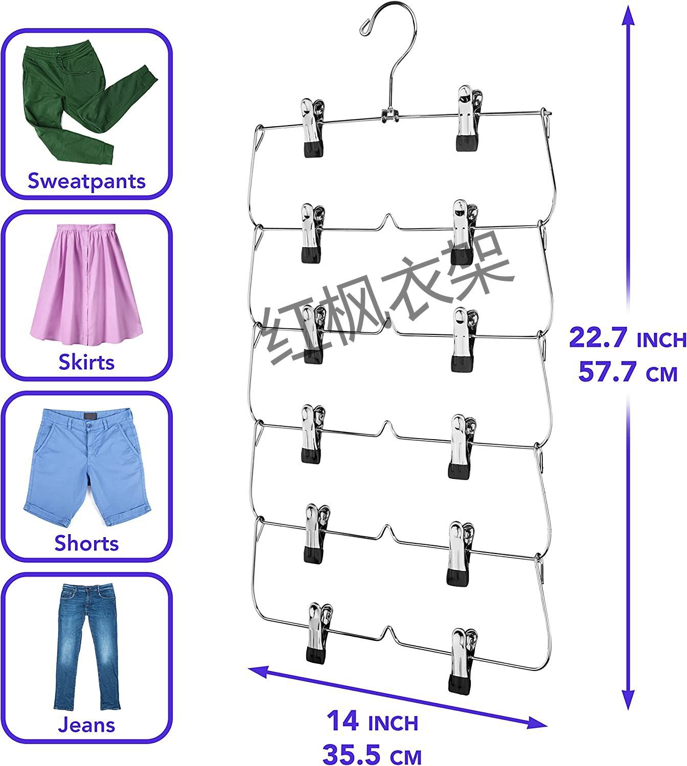 Metal trouser racks, three-layer, four-layer, five-layer, six-layer hardware trouser racks, skirt racks, garment hooks, storage and organization, metal trouser racks pic 19