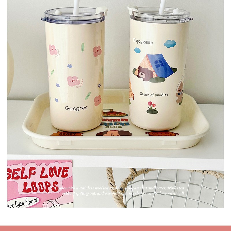 卡通巨无霸保温杯吸管咖啡杯便携不锈钢冰霸水杯可爱高颜值大容量详情13