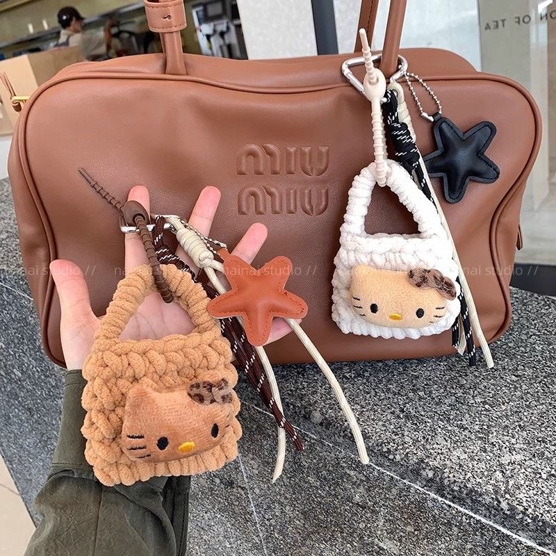 Ins-style Korean kitty coin purse, black leather leopard print KT cat headphones, storage bag, pendant, lanyard, keychain, pendant pic 3