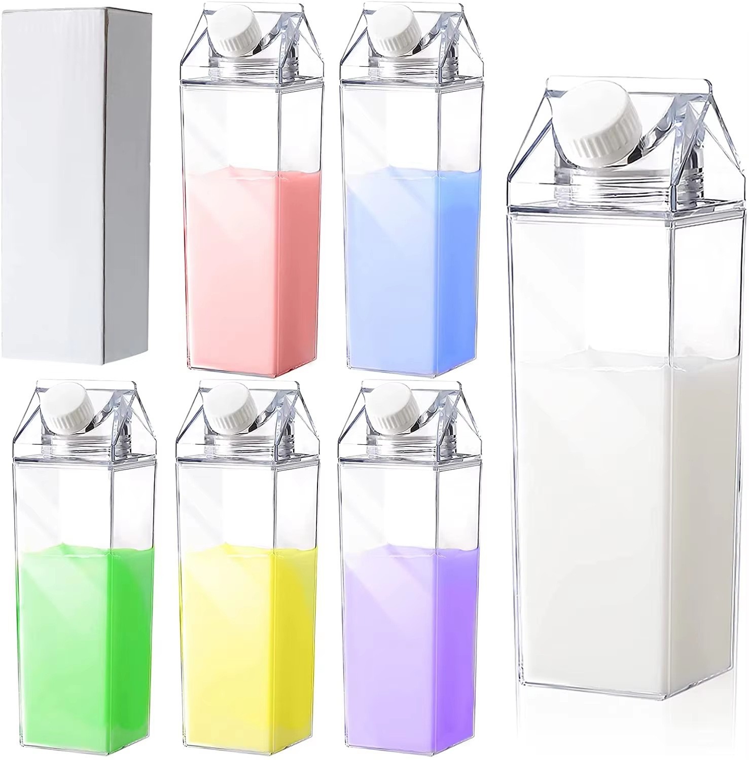 亚马逊跨境款创意学生水杯方形牛奶杯塑料杯日式牛奶盒1L现货详情6