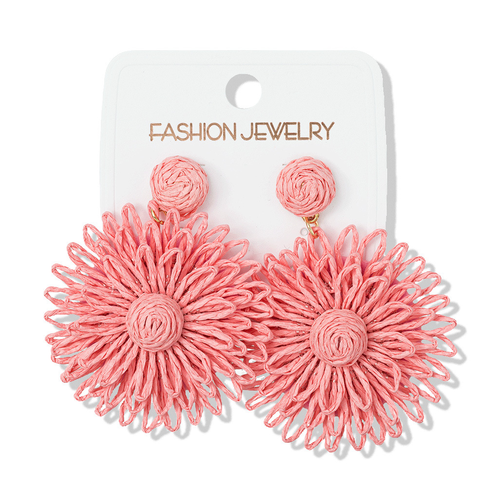 S925银针太阳花耳钉多巴胺风格夸张度假海边旅游小清新耳环饰品详情5