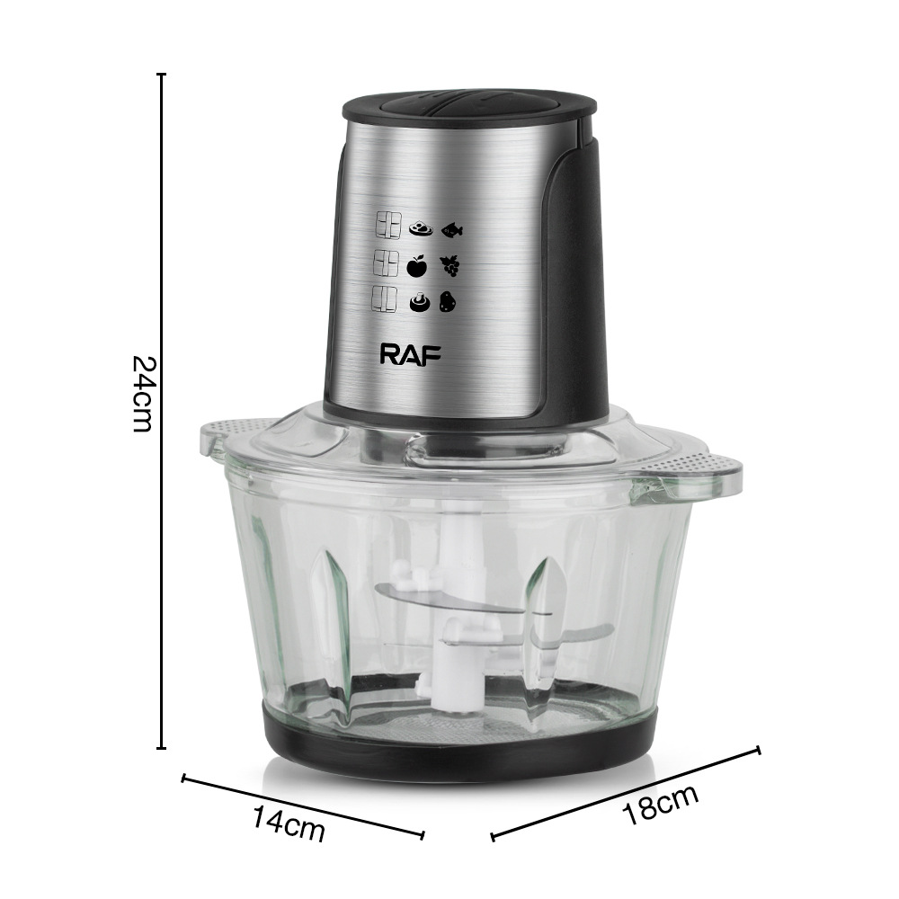 RAF European and American standard cross-border household electric meat grinder, glass visible stuffing grinder, garlic grinder, meat grinder, 2L pic 1