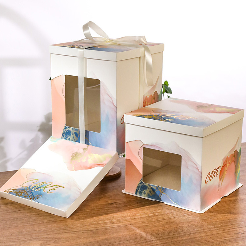 Factory direct supply of birthday cake boxes, 6, 8, 10, 12 inch single and double high-layer baking paper box packaging boxes wholesale pic 7