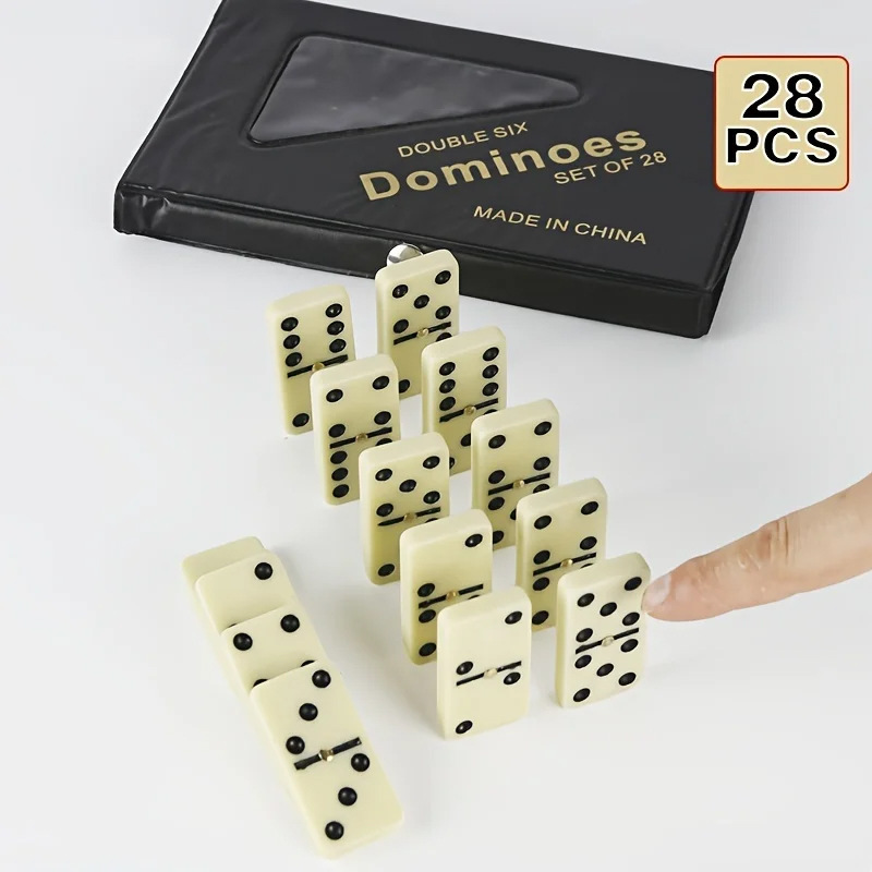 跨境出口双六多米诺骨牌 PVC盒牙黄色骨牌 Dominoes多米诺盒四色详情6
