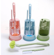 Bathroom double-brush head with base toilet brush set, plastic long-handled toilet brush, bathroom brush, toilet cleaning brush pic 1