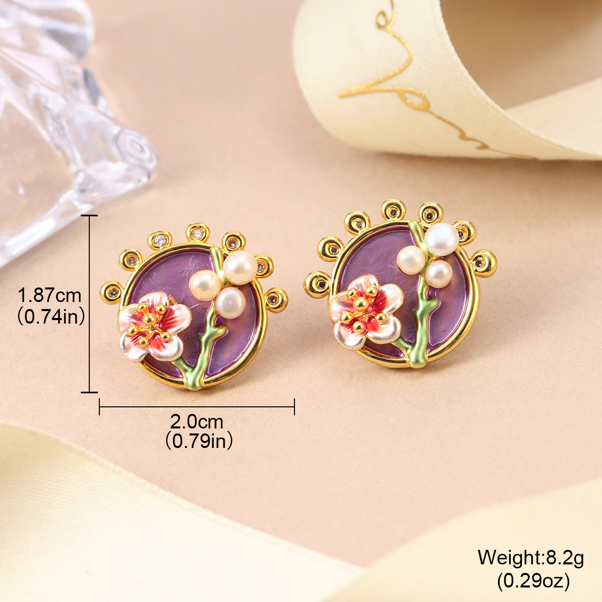 Fresh and new Chinese-style floral stud earrings for spring and summer, high-end enamel pearl earrings, retro Chinese-style tassel earrings for women pic 31