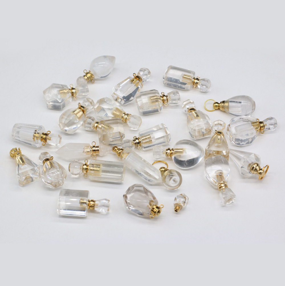 Exquisite natural semi-precious stone perfume bottles, white crystal, various shapes, DIY accessories, fashionable and exquisite wholesale production pic 5