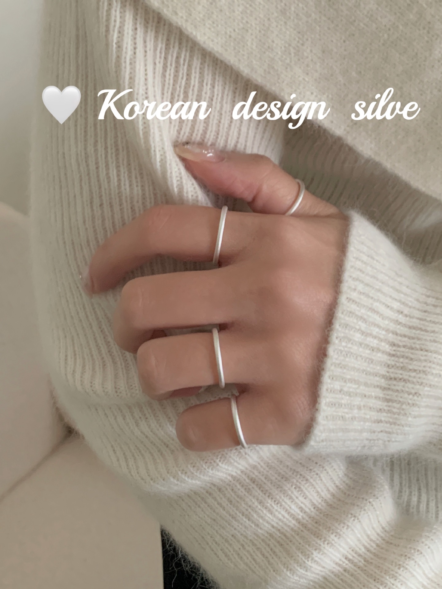 韩国性冷淡风时尚饰品 S999足银个性磨砂素圈戒指女闭口指环高级详情2