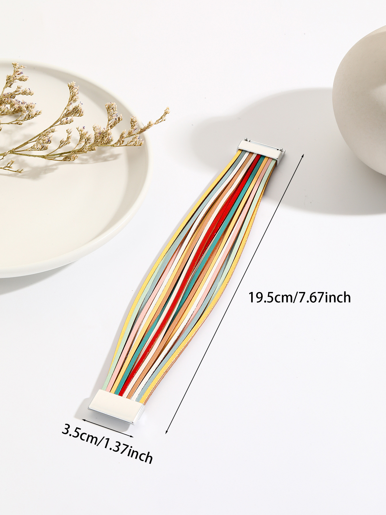 新款亚马逊多条渐变男手环皮绳混色百搭女士PU皮革皮手链磁扣手镯详情2