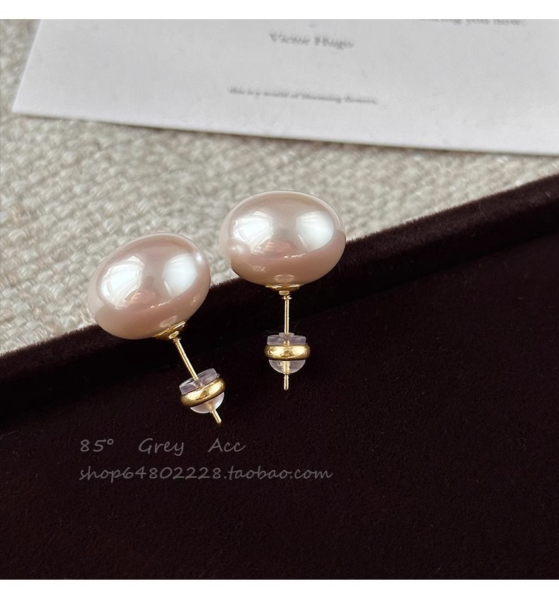 925 Silver Needle Steamed Bun Pearl ear studs for ear piercing, high-end light luxury style earrings, niche and versatile ear clips and earrings pic 20