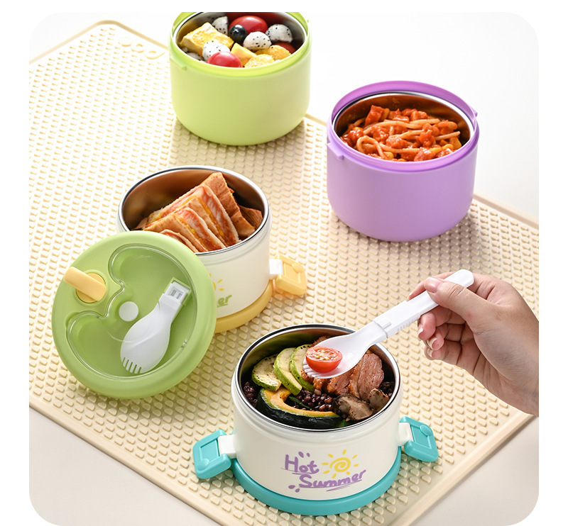 Stainless steel lunch box, multi-layer lunch box, round insulated lunch box, double-layer office worker, student pic 16