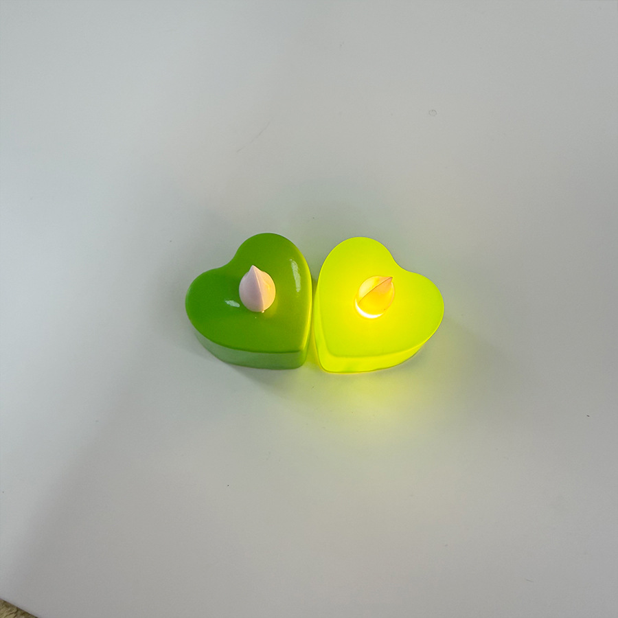 New heart-shaped colored shell tea wax LED electronic candle, confession and proposal prop, party and Christmas supplies pic 3