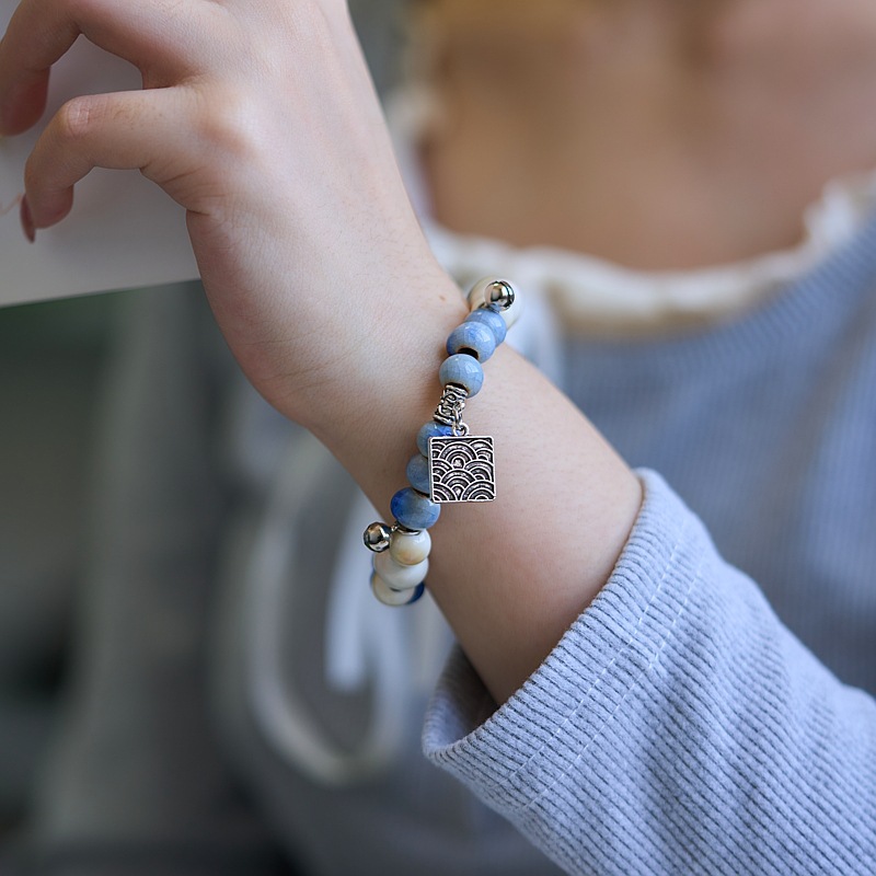 景德镇陶瓷手串批发平安喜乐百搭编织古风串珠手链文艺流行新中式详情3