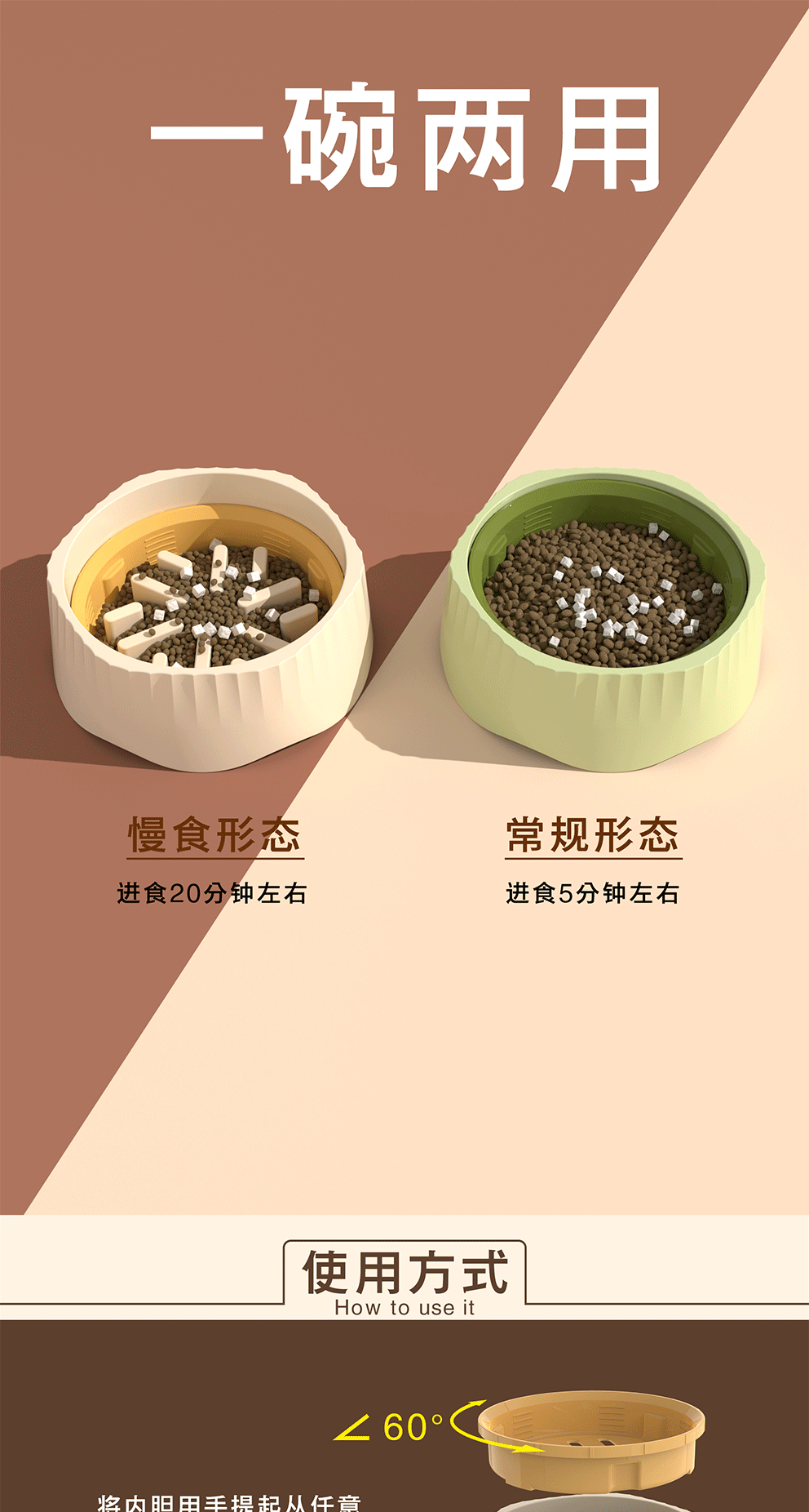 创意多功能水防滑防打翻狗狗慢食碗防噎盆宠物高颜值猫咪增高碗详情1