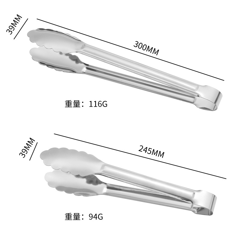 不锈钢加厚梅花夹食品夹户外多功能烧烤食物夹家用面包烘培牛排夹详情9