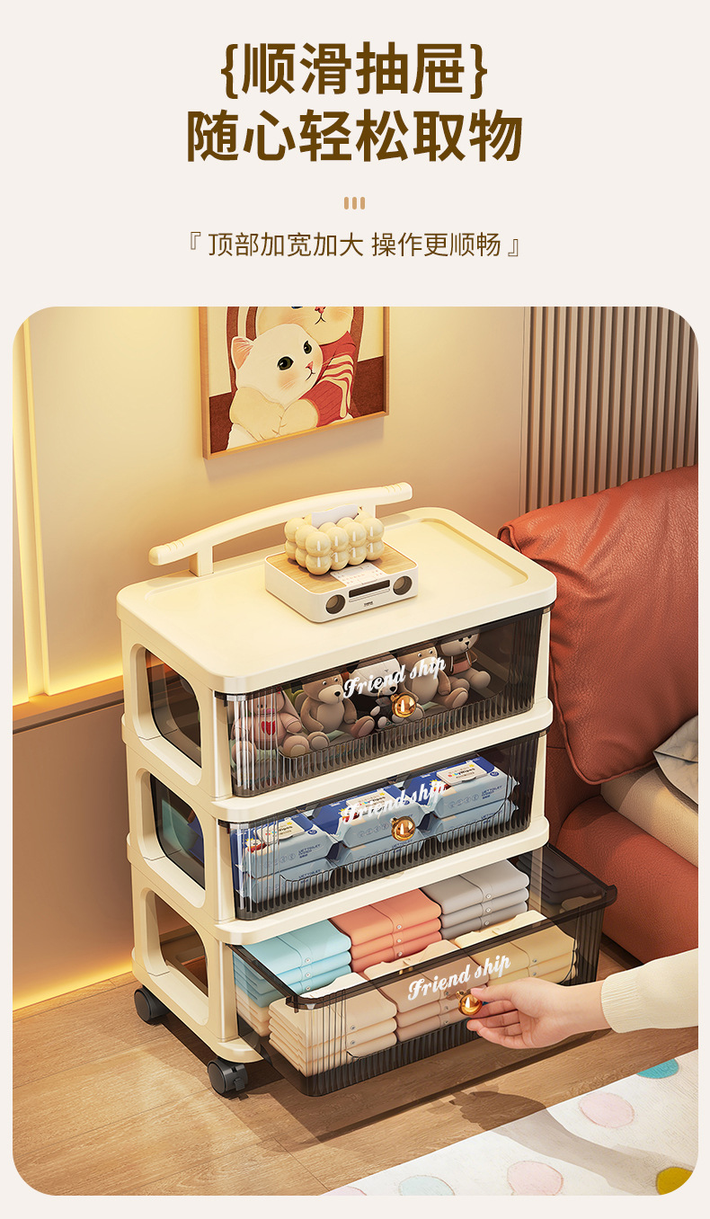 Drawer-type storage cabinet, multi-layer organizing cabinet, storage cabinet, home living room snack cabinet, trolley, storage rack, movable pic 6